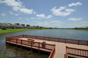 Lakeside boardwalk at Sunset Lakes